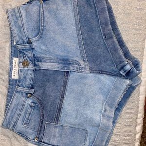 Bullhead patchwork denim shorts